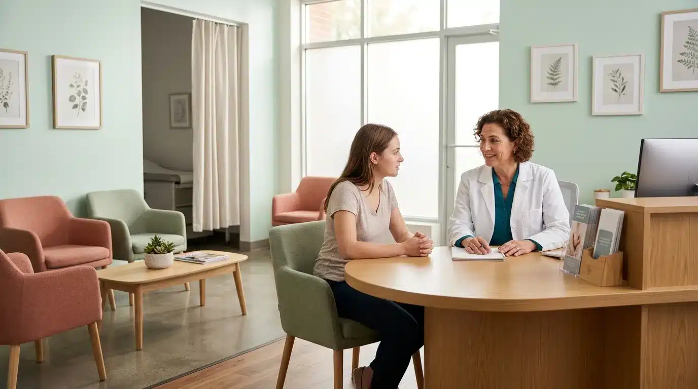 Médecin en consultation avec une patiente à son bureau